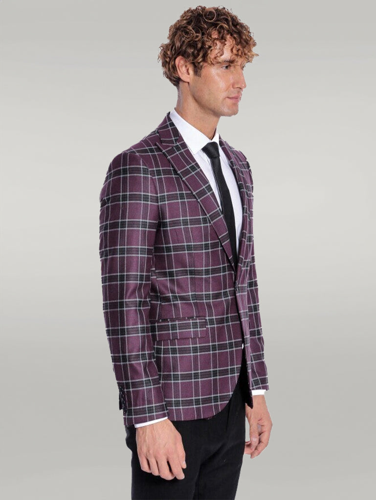 KOALA SYDNEY Slim Fit Peak Lapel Purple Men Blazer