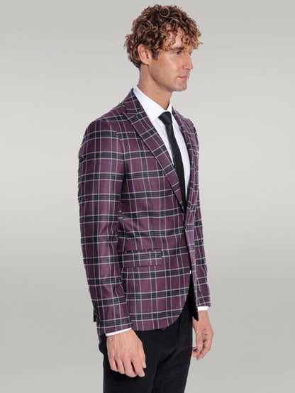 KOALA SYDNEY Slim Fit Peak Lapel Purple Men Blazer