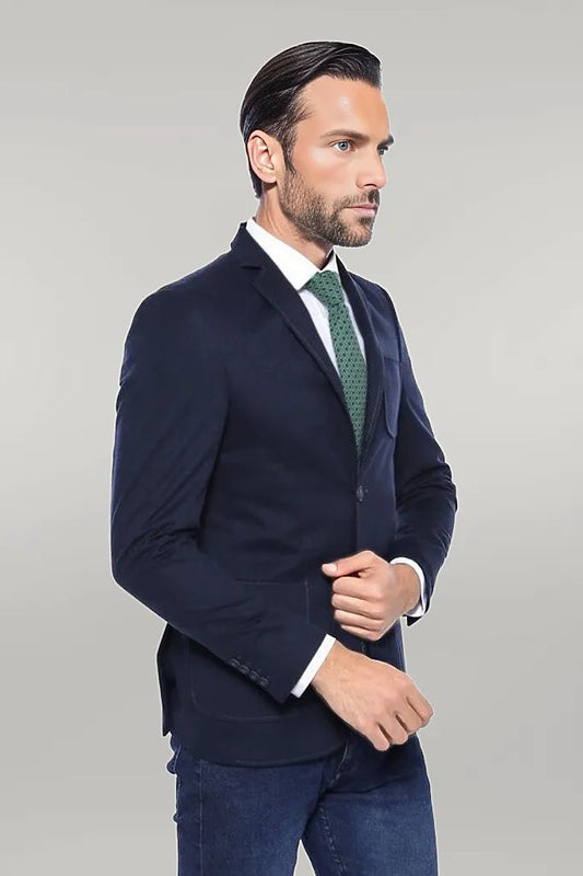 KOALA SYDNEY  Cachet Plaid Patterned Navy Blue Blazer