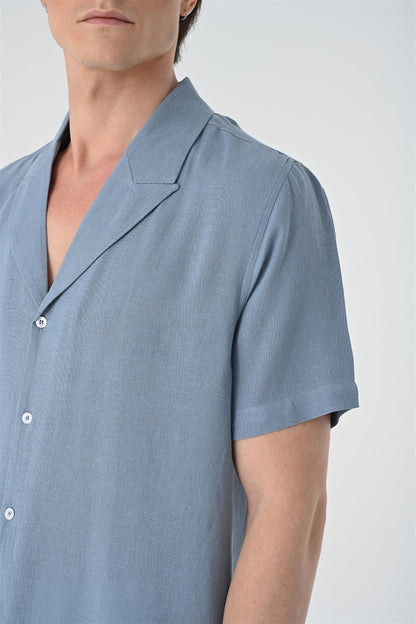 Jacket Collar Men's Light Blue Shirt