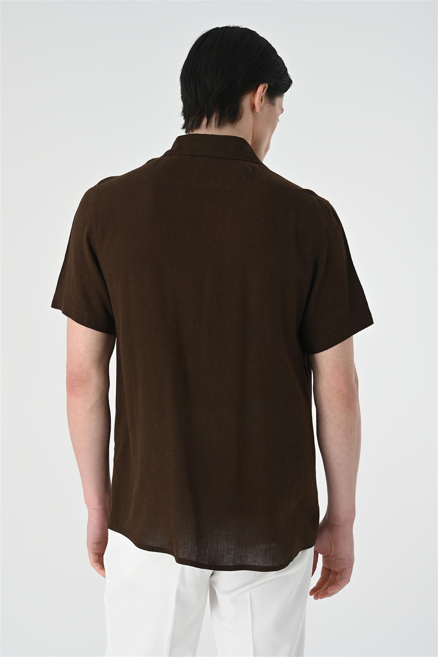 Jacket Collar Men's Dark Brown Shirt