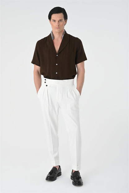 Jacket Collar Men's Dark Brown Shirt