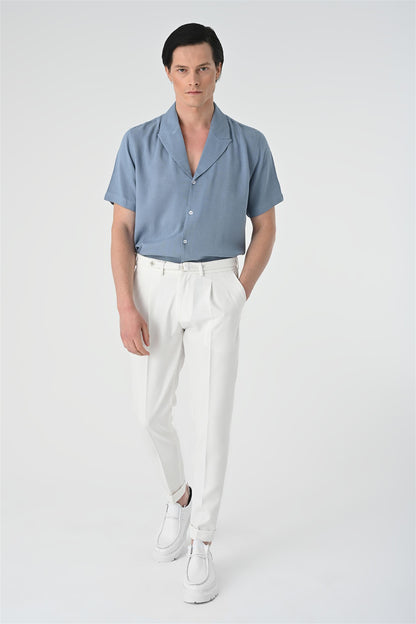 Jacket Collar Men's Light Blue Shirt