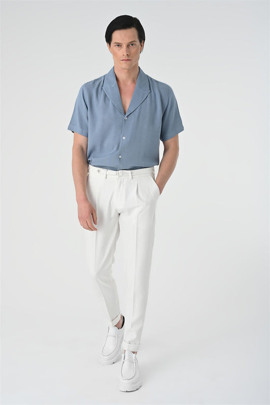 Jacket Collar Men's Light Blue Shirt