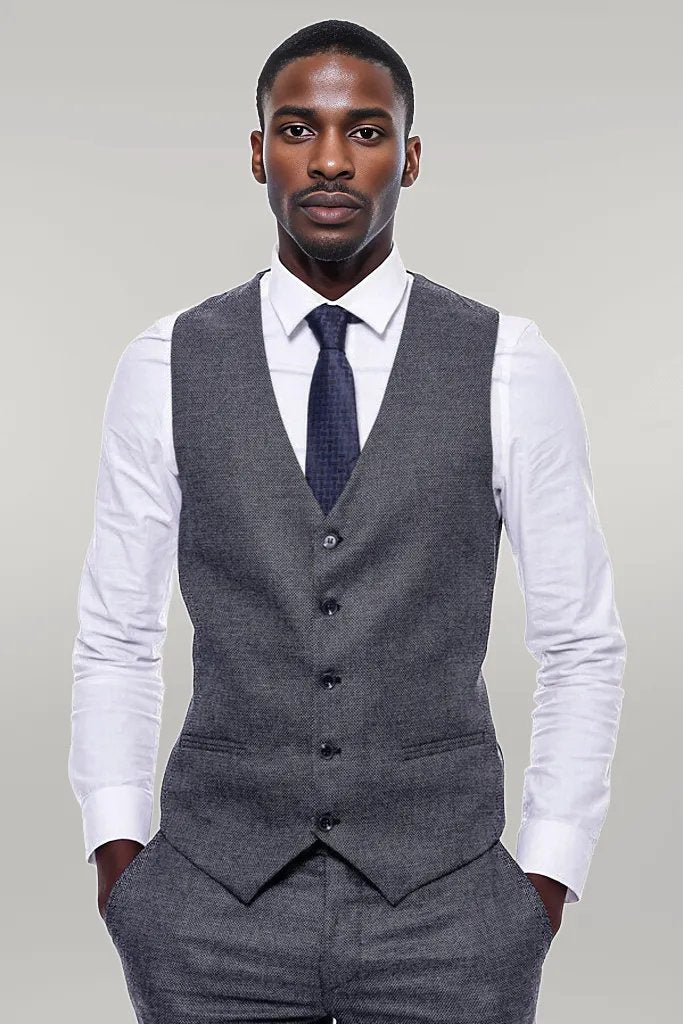 KOALA SYDNEY  Checked Grey Men 3 Piece Suit -