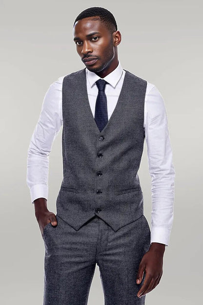 KOALA SYDNEY  Checked Grey Men 3 Piece Suit -