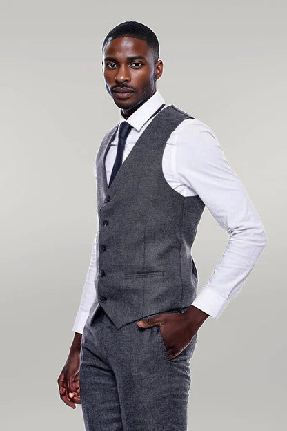 KOALA SYDNEY  Checked Grey Men 3 Piece Suit -
