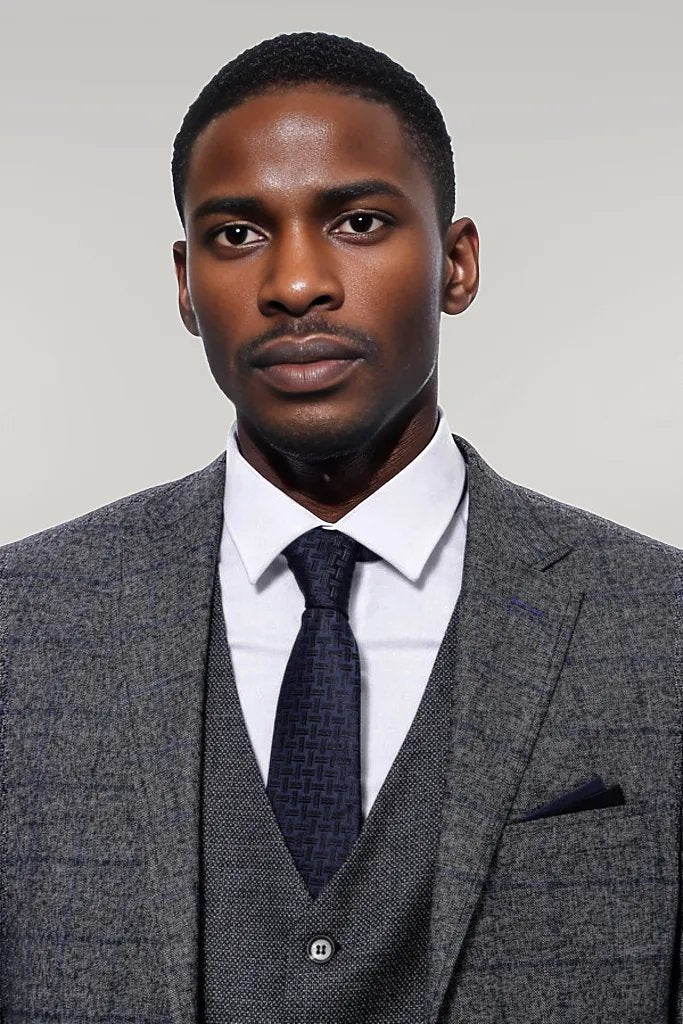 KOALA SYDNEY  Checked Grey Men 3 Piece Suit -