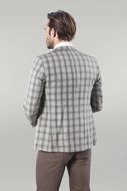 Checked Light Brown Mens Suit |