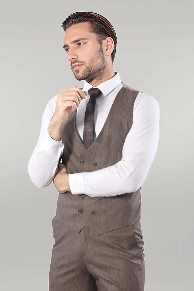 Checked Light Brown Mens Suit |