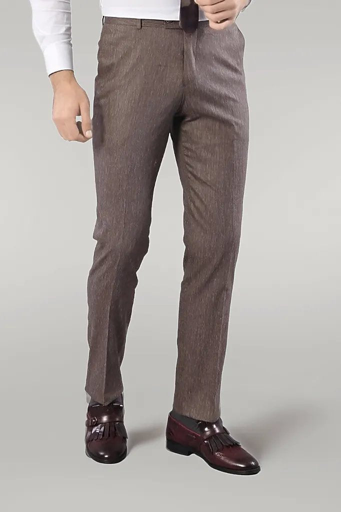 Checked Light Brown Mens Suit |