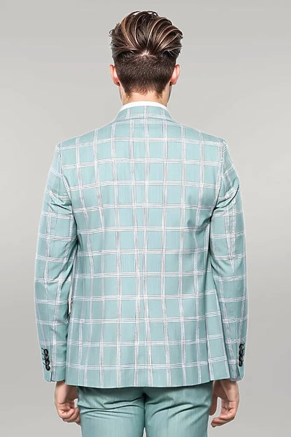 KOALA SYDNEY  Checked Light Green Vested Suit |