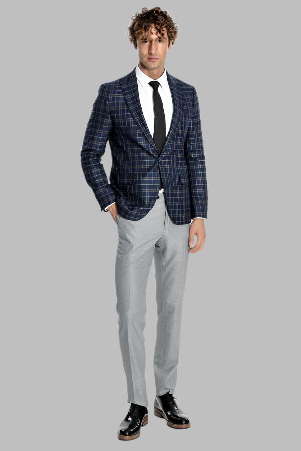 KOALA SYDNEY  Checked Navy Blue Men Blazer -
