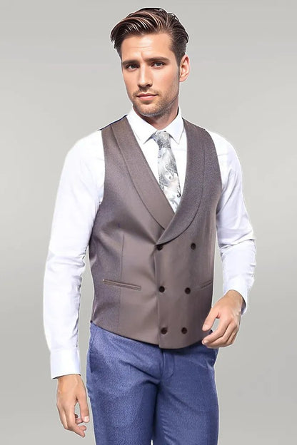 Checked Blue Men's Suit