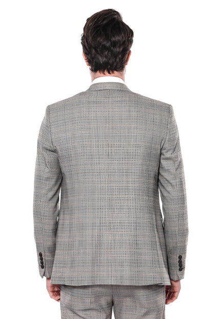 KOALA SYDNEY  Checked Slim-Fit Cream Men Blazer -