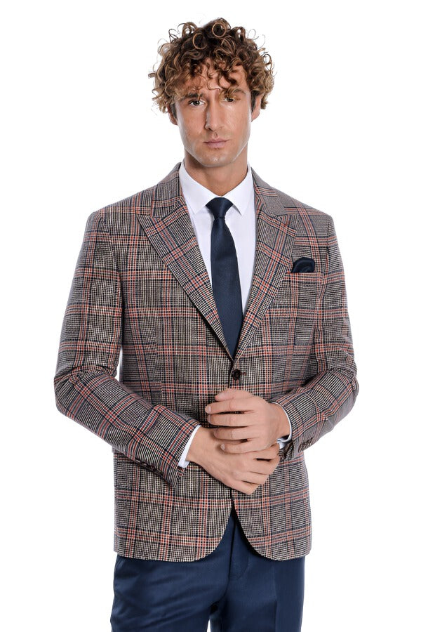 KOALA SYDNEY  Checked Blazer, Navy Trousers, White Shirt, and Tie Combination - Timeless Office Look