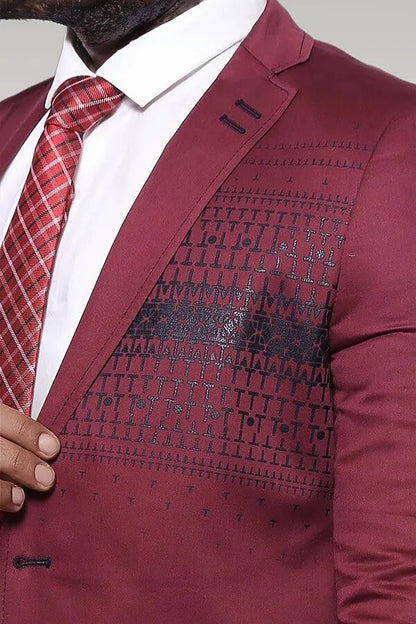 KOALA SYDNEY  Chest Modeled Slim Fit Burgundy Jacket |