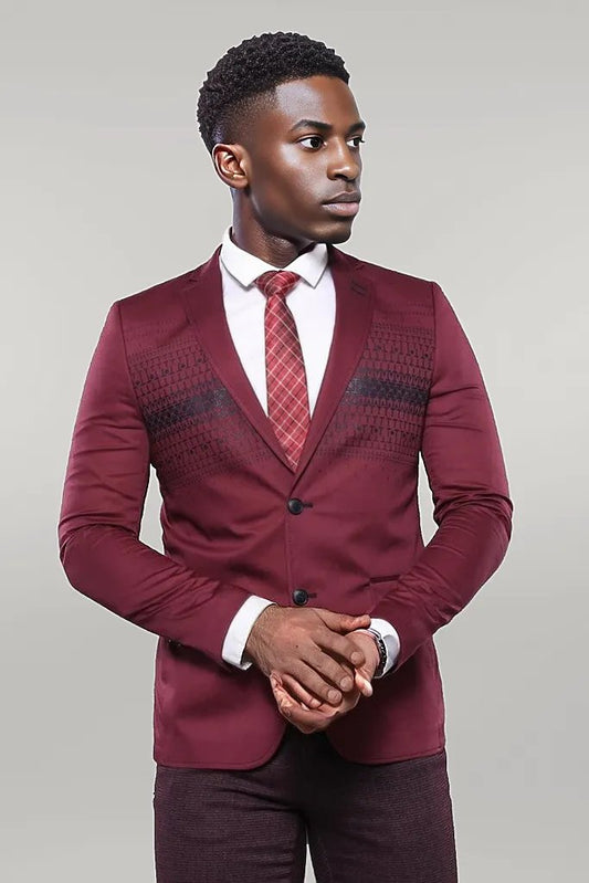 KOALA SYDNEY  Chest Modeled Slim Fit Burgundy Jacket |