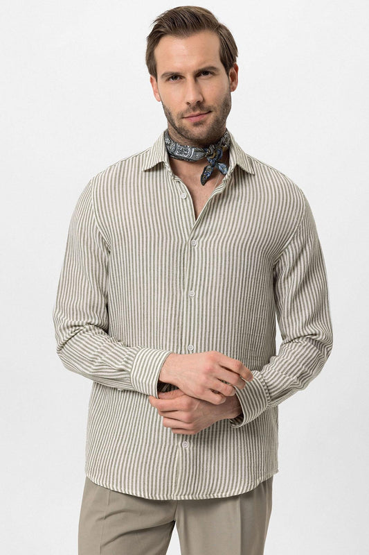 KOALA SYDNEY  Men's Khaki Striped Shirt -