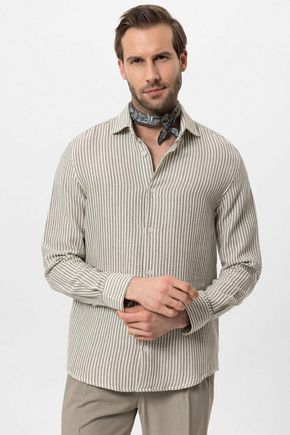 KOALA SYDNEY Men's Khaki Striped Shirt
