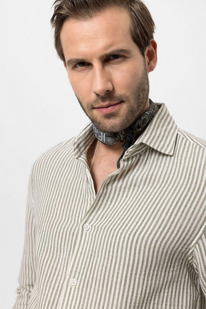 KOALA SYDNEY Men's Khaki Striped Shirt