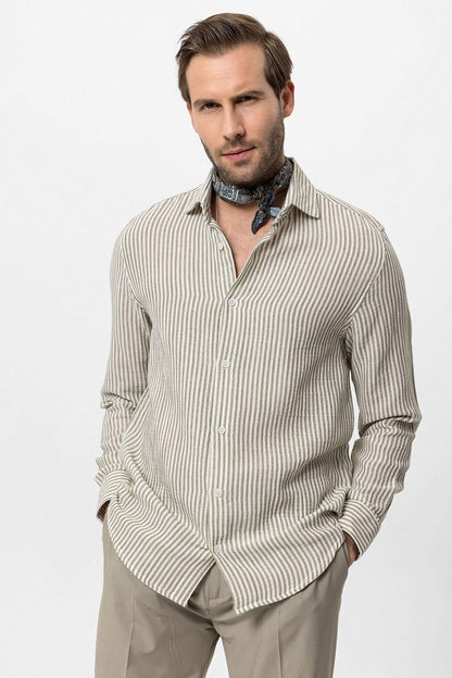 KOALA SYDNEY Men's Khaki Striped Shirt