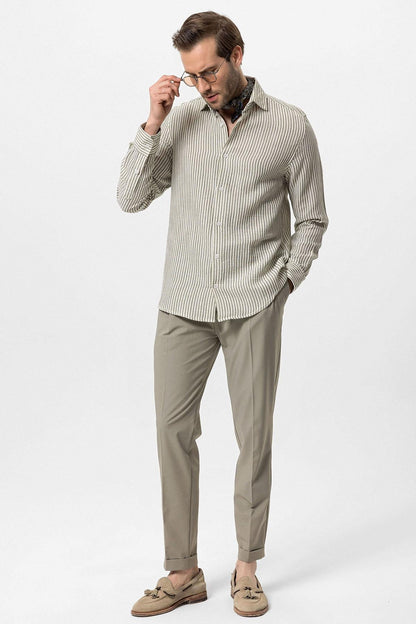 KOALA SYDNEY Men's Khaki Striped Shirt