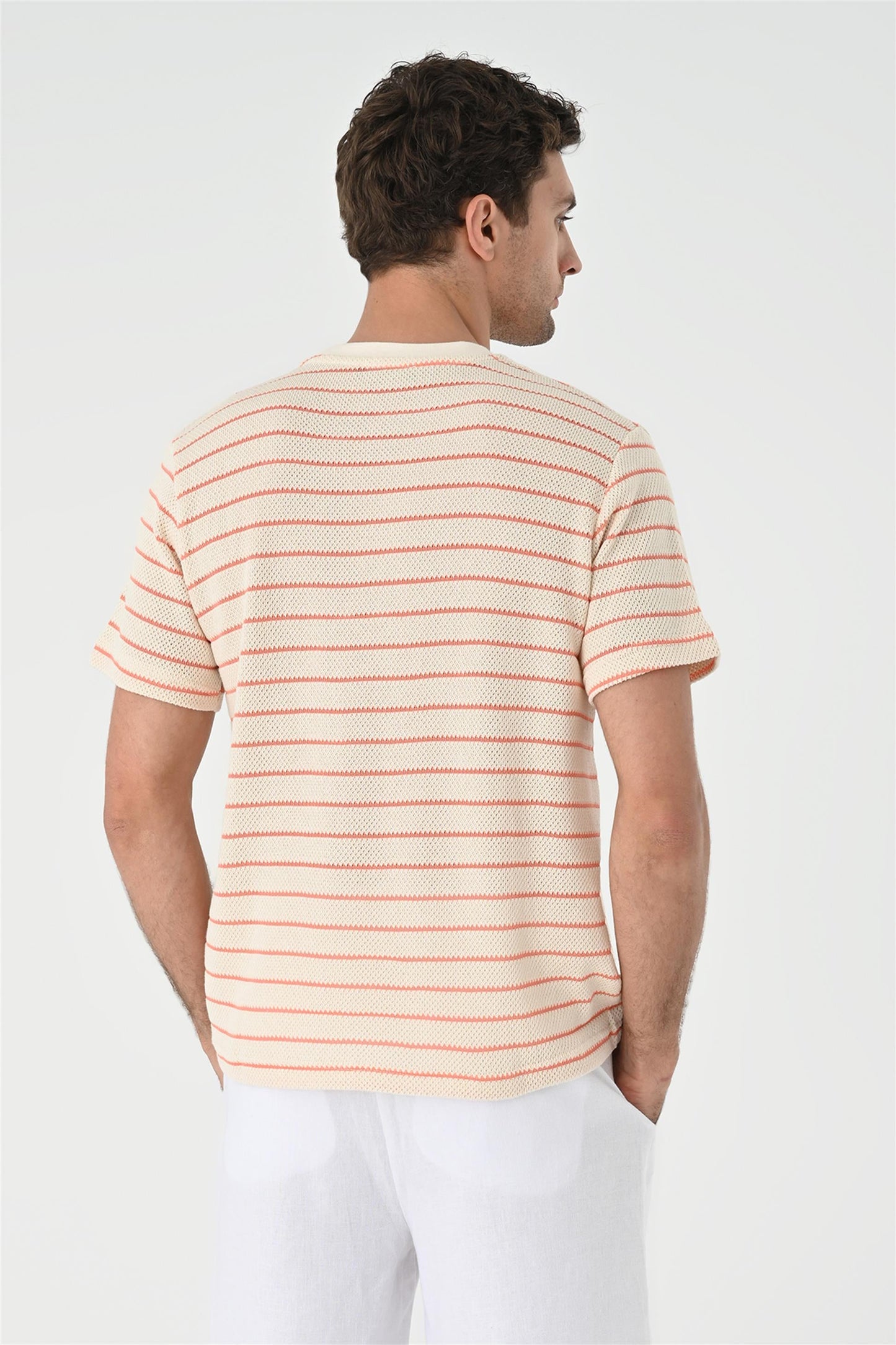 KOALA SYDNEY Men's Salmon Striped Knitted T-Shirt