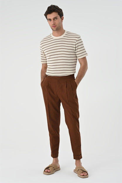KOALA SYDNEY Men's Brown Striped Knitted T-Shirt
