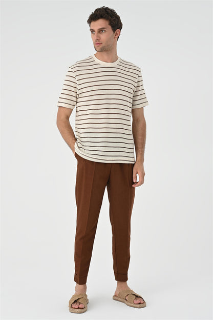 KOALA SYDNEY Men's Brown Striped Knitted T-Shirt