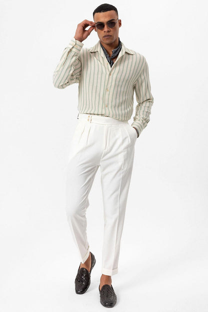KOALA SYDNEY Men's Mint Striped Knit Long-Sleeve Shirt
