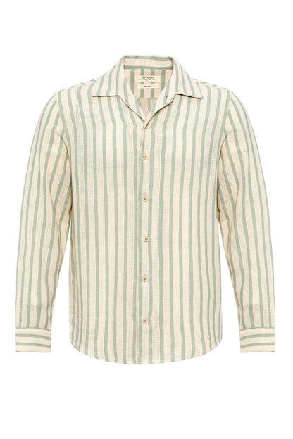 KOALA SYDNEY Men's Mint Striped Knit Long-Sleeve Shirt