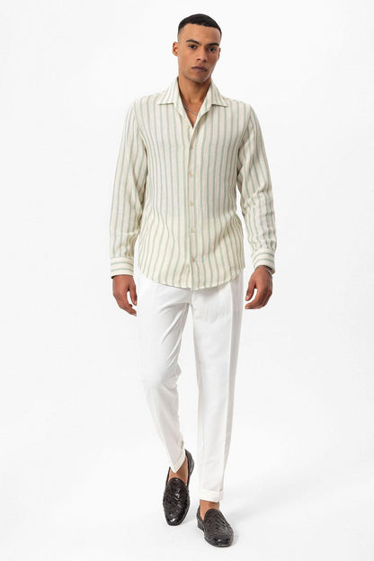 KOALA SYDNEY Men's Mint Striped Knit Long-Sleeve Shirt