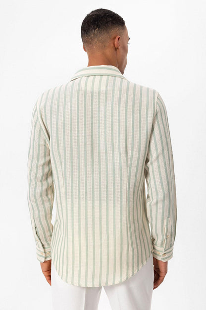 KOALA SYDNEY Men's Mint Striped Knit Long-Sleeve Shirt