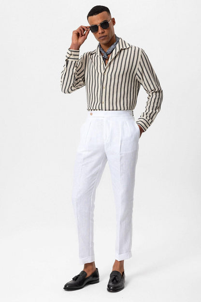 Men's Black Striped Knit Long-Sleeve Shirt - Wessi