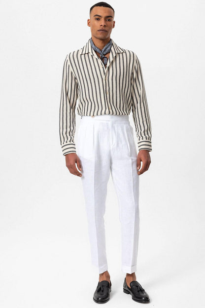 Men's Black Striped Knit Long-Sleeve Shirt - Wessi