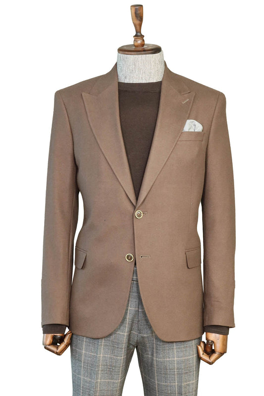 KOALA SYDNEY  Brown Slim Fit Blazer, Brown Knitwear, and Plaid Patterned Trousers Combination - Modern Office Style