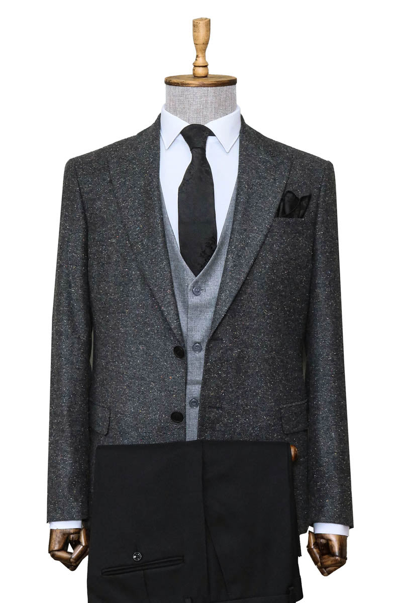 KOALA SYDNEY  Gray Jacket, Vest, White Shirt, Black Trousers, and Tie Combo - Modern Style -