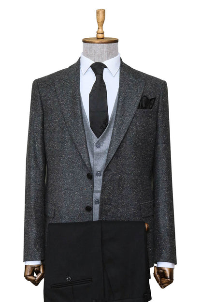 KOALA SYDNEY  Gray Jacket, Vest, White Shirt, Black Trousers, and Tie Combo - Modern Style -