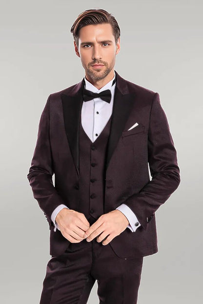 Claret Red and Black Tuxedo for Men