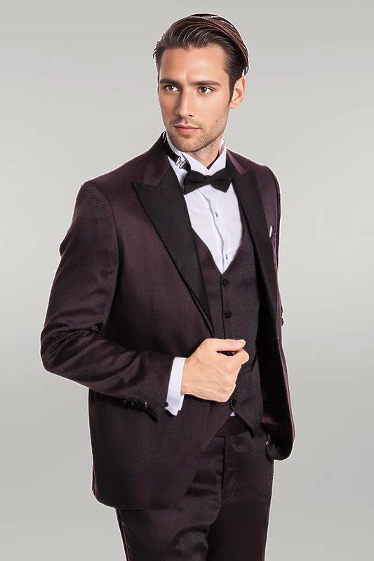 Claret Red and Black Tuxedo for Men