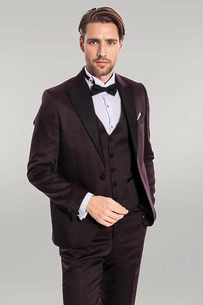 Claret Red and Black Tuxedo for Men