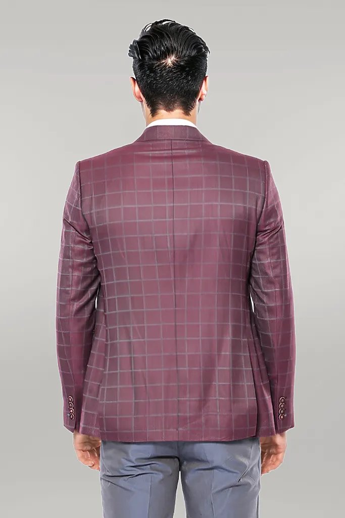 KOALA SYDNEY  Combined Vested Burgundy Plaid Men's Suit -