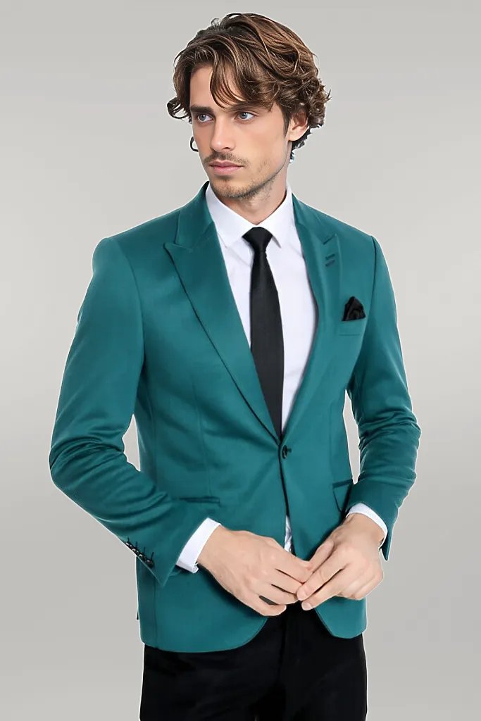 Cotton Slim Fit Plain Green Men Blazer
