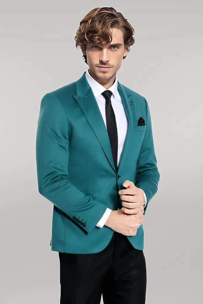Cotton Slim Fit Plain Green Men Blazer