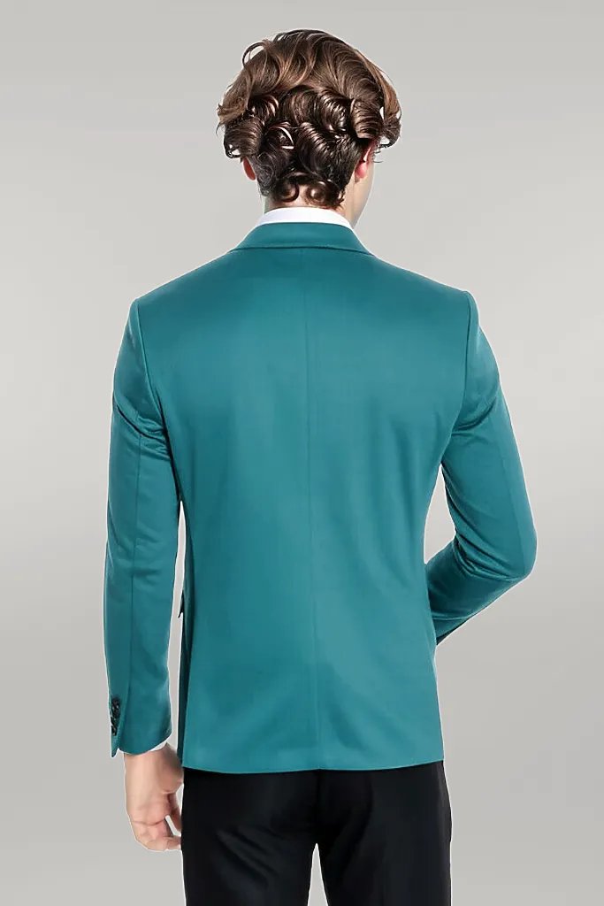 Cotton Slim Fit Plain Green Men Blazer