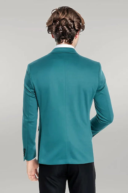 Cotton Slim Fit Plain Green Men Blazer