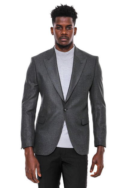 KOALA SYDNEY  Dark Grey Patterned Slim Fit Blazer -