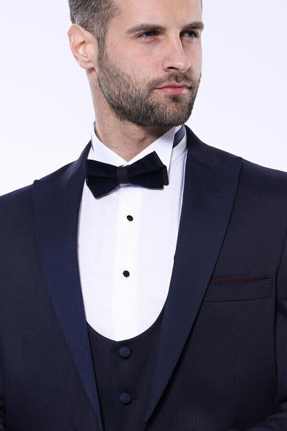 Detachable Lapel Navy Suit