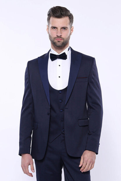 Detachable Lapel Navy Suit